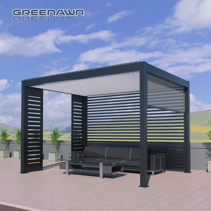 Prostostoječa kovinska pergola Gazebo s streho in stranicami